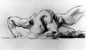 Study of a Figure for Hell John Singer Sargeant, c. 1900 Charcoal and stump on beige-laid paper, 18 7/8 x 24 1/2 in.,  Corcoran Gallery of Art, Washington, D.C. public domain from Wikimedia Commons