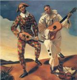 Harlequin and Pierrot Andre Derain 1924 Musee de L'Orangerie, Paris photo from Wikipaintings by fair use work copyrighted in France