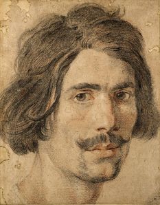 Self-Portrain Gian Lorenzo Bernini, ~1635 black and red chalk, heightened with white chalk, 11 x 9 in The Ashmoean Museum, Oxford photo in public domain from Wikimedia Commons 