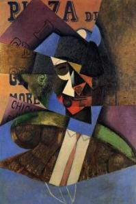 The Bull Fighter Juan Gris, 1913 oil on canvas, 36 X 24 in private collection photo in public domain from The Athenaeum.org