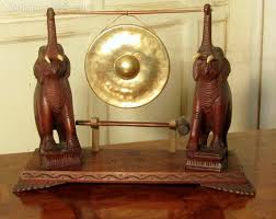 Indian Carved Elephant Table Gong 18” wide and 7” deep and 14” high 1900s antique brass formerly for sale at http://www.antiques-atlas.com/