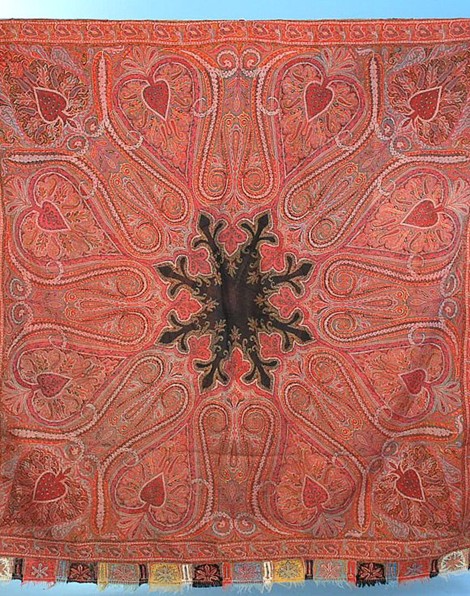 Hand Twill Tapestry Kashmiri Shawl ~ 1860 72 in square formerly for sale at http://carolynforbestextiles.com/