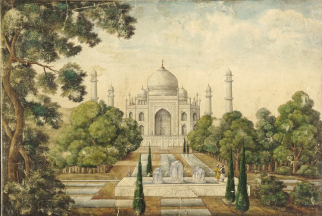 The Taj Mahal Mughal, 19th century watercolor on paper 8 x 12 in Freer/Sackler Gallery, The Smithsonian
