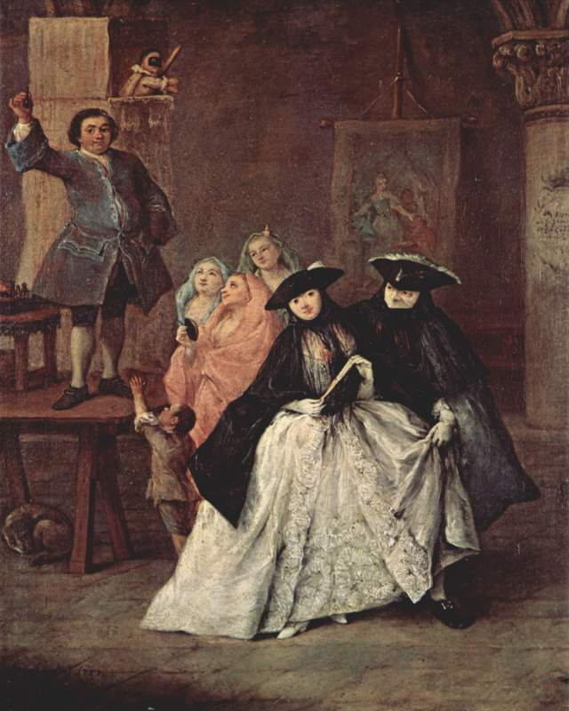 The Charlatan Pietro Longhi, 1757 oil on canvas, 24 x 20 in Ca' Rezzonico, Venice photo in public domain from the Yorck project via Wikimedia.org