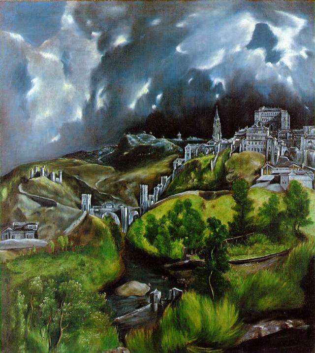 View of Toledo El Greco (1596-1600) oil on canvas, 19 x 17 in Metropolitan Museum of Art photo in public domain from Wikipedia.org
