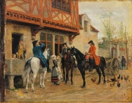 The Halt at the Inn Jean-Louis Ernest Meissonier - circa 1862-1863 oil on panel, 8 x 10 in The Wallace Collection photo in the public domain from the Athenaeum.org