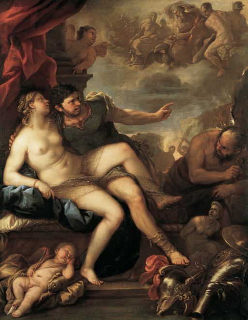 Venus and Mars Luca Giordano, 1670s oil on canvas, 91 x 72 in Academy of Fine Arts, Vienna photo in public domain from Wikimedia Commons