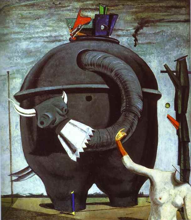 The Elephant Celebes Max Ernst, 1921 oil on canvas, 50 x 43 in The Tate Gallery, London photo from Wikipedia via Olga's gallery, possibly in US public domain but under copyright in country of origin 