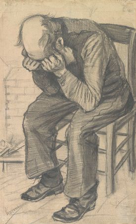 Worn Out Vincent Van Gogh, 1880 pencil on watercolor paper, 20 x 12 in Van Gogh Museum, Amdsterdam photo in public domain from Wikimedia Commons