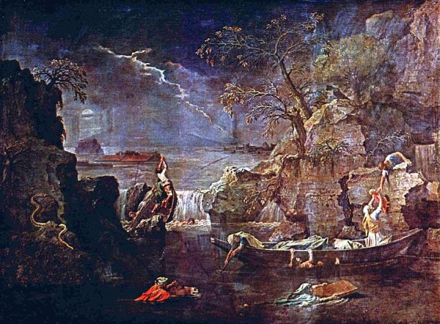 Winter (also called The Flood) Nicolas Poussin, ~1660-1664 oil on canvas, 47 x 63 in The Louvre color adjusted photo public domain from the Yorck Project via Wikimedia Commons